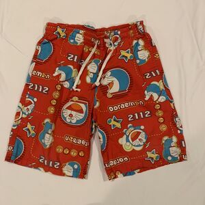 DORAEMON Cool Planet Boys Graphic Print Casual Surf Shorts Sz 8 Red